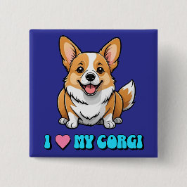 Chapa Cuadrada I Love My Corgi