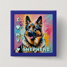 Chapa Cuadrada I love my German Shepherd
