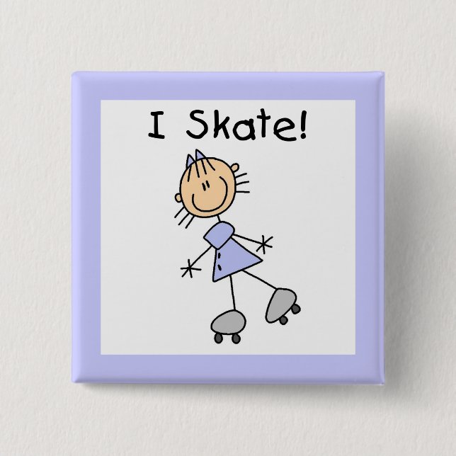 Chapa Cuadrada I Skate - Chica Roller Skater (Anverso)