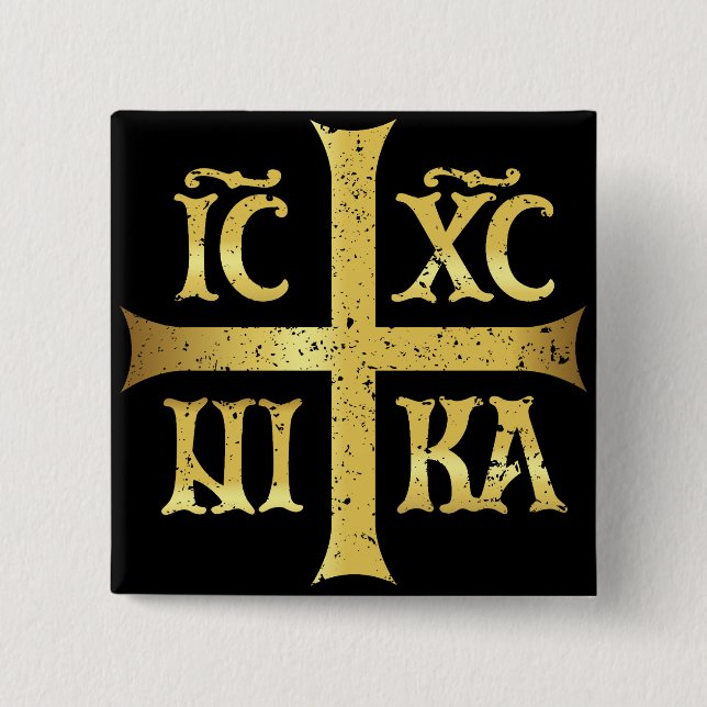 CHAPA CUADRADA IC XC NIKA JESUS CHRIST CONQUISTA (Anverso)