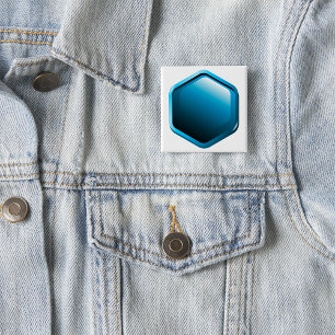 Chapa Cuadrada Icono de hexágono azul brillante geométrico modern