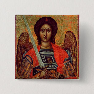 Chapa Cuadrada Icono del ángel Michael, Griego, siglo XVIII