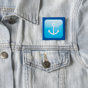Chapa Cuadrada Icono nautical Blue Anchor Marítimo moderno