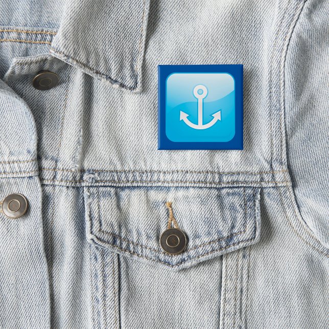 Chapa Cuadrada Icono nautical Blue Anchor Marítimo moderno (Subido por el creador)