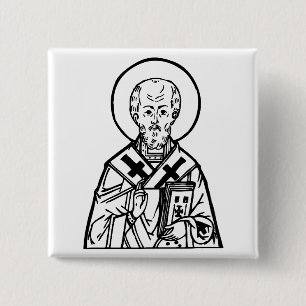 Chapa Cuadrada Icono ortodoxo bizantino de San Nicolás de Mira