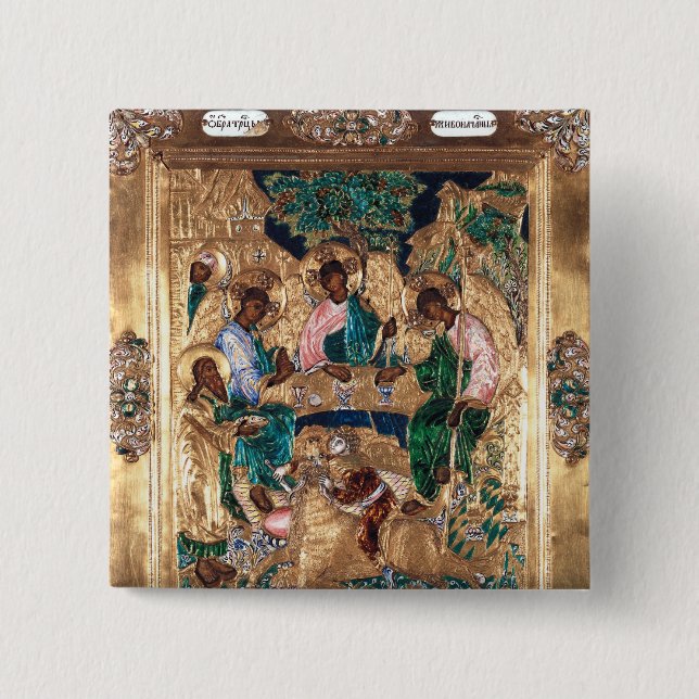 Chapa Cuadrada Icono que representa Abraham y los tres ángeles (Anverso)
