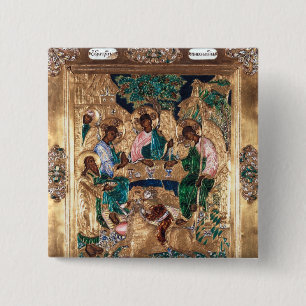 Chapa Cuadrada Icono que representa Abraham y los tres ángeles