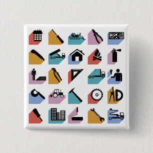 Chapa Cuadrada Iconos de construcción y mejora del hogar de brico