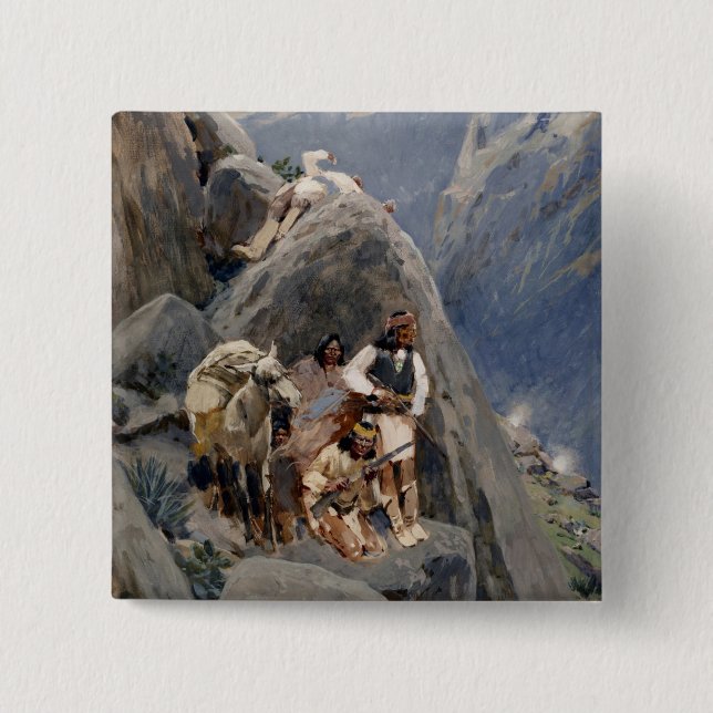 Chapa Cuadrada Íconos de los nativos americanos: guerreros apache (Anverso)