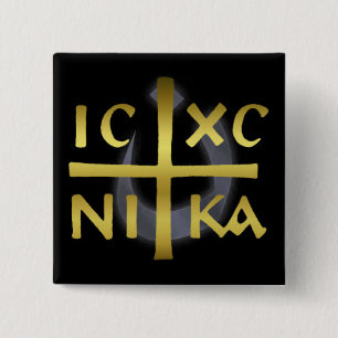 Chapa Cuadrada ICXC NIKA Jesus Christ Conquers Nazarene button