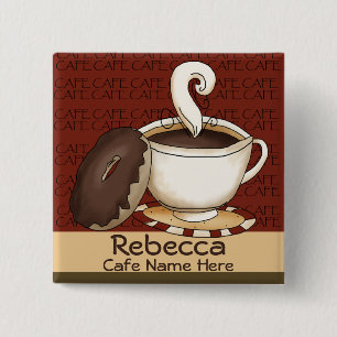 Chapa Cuadrada Id. de nombre de personal del café