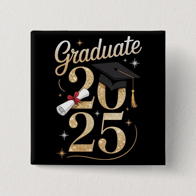 Chapa Cuadrada Idea de regalo de graduación 2025 (Anverso)