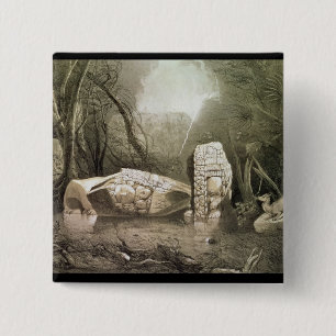 Chapa Cuadrada Ídolo maya quebrado en Copan, Guatemala