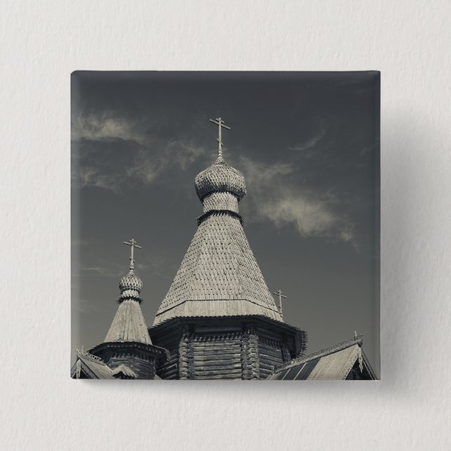 Chapa Cuadrada Iglesia ortodoxa rusa de madera tradicional (Anverso)