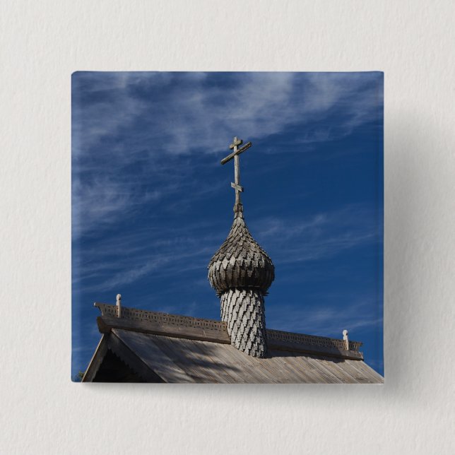 Chapa Cuadrada Iglesia ortodoxa rusa de madera tradicional (Anverso)