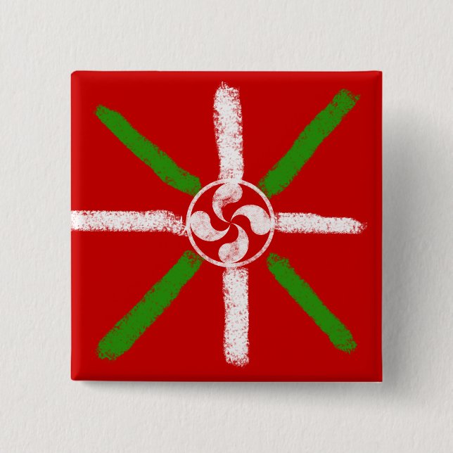 Chapa Cuadrada Ikurriña y Lauburu dibujados tiza original, (Anverso)