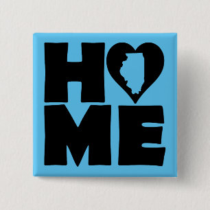Chapa Cuadrada Illinois Home Heart State Button Badge Pin