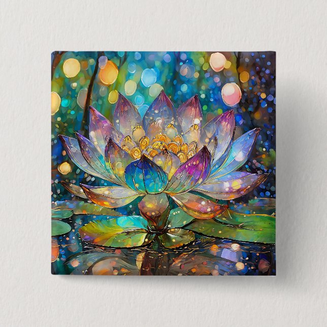 Chapa Cuadrada Illuminated Blooming Lotus Flower (Anverso)