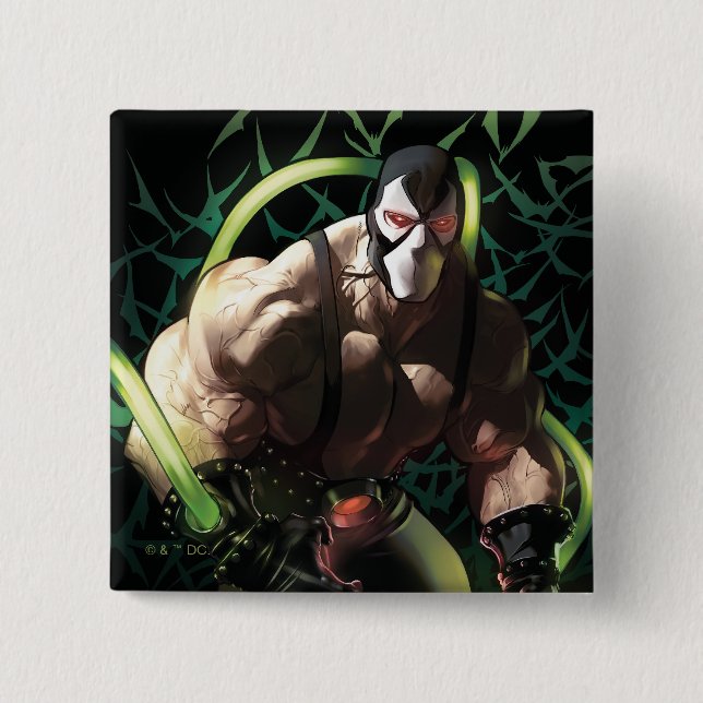 Chapa Cuadrada Ilustración de Batman Bane enjaula de murciélagos (Anverso)