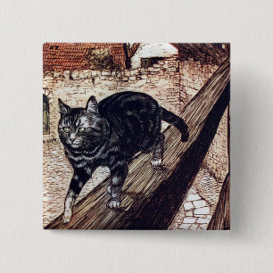 Chapa Cuadrada Ilustración de Castle Cat Rackham