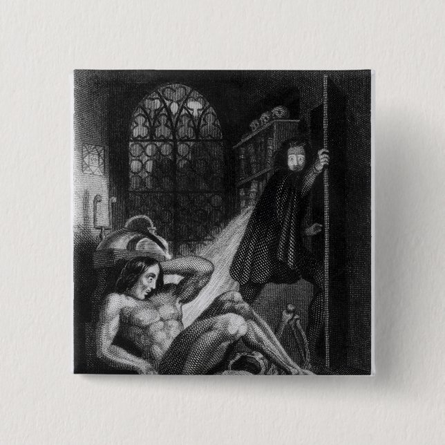 Chapa Cuadrada Ilustracion de 'Frankenstein (Anverso)