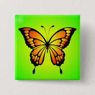 Chapa Cuadrada Ilustración de insecto mariposa rojo amarillo-2028
