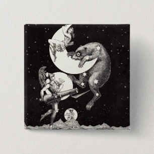 Chapa Cuadrada Ilustración de la Noche del Dios del Universo de l