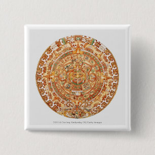 Chapa Cuadrada Ilustracion de la piedra azteca del sol