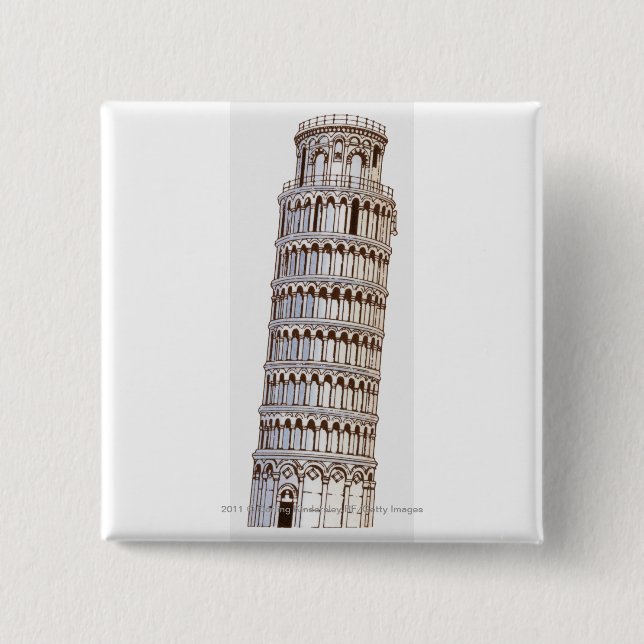 Chapa Cuadrada Ilustracion de la torre de Pisa (Anverso)