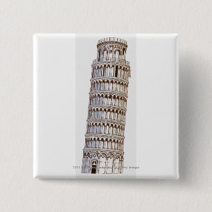 Chapa Cuadrada Ilustracion de la torre de Pisa