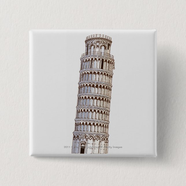 Chapa Cuadrada Ilustracion de la torre de Pisa (Anverso)