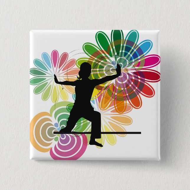 Chapa Cuadrada Ilustracion de la yoga (Anverso)
