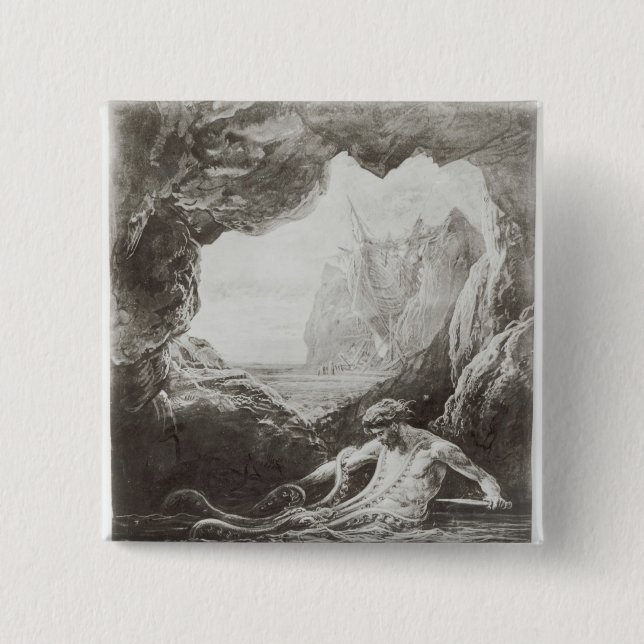 Chapa Cuadrada Ilustracion de 'Les Travailleurs de la Mer' (Anverso)