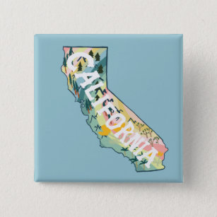 Chapa Cuadrada Ilustracion de mapa estatal de California