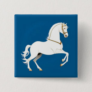 Chapa Cuadrada Ilustración de Semental Blanco Elegante en