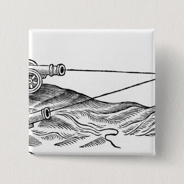 Chapa Cuadrada Ilustracion del fuego de cañón (Anverso)
