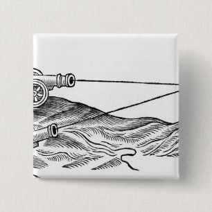 Chapa Cuadrada Ilustracion del fuego de cañón