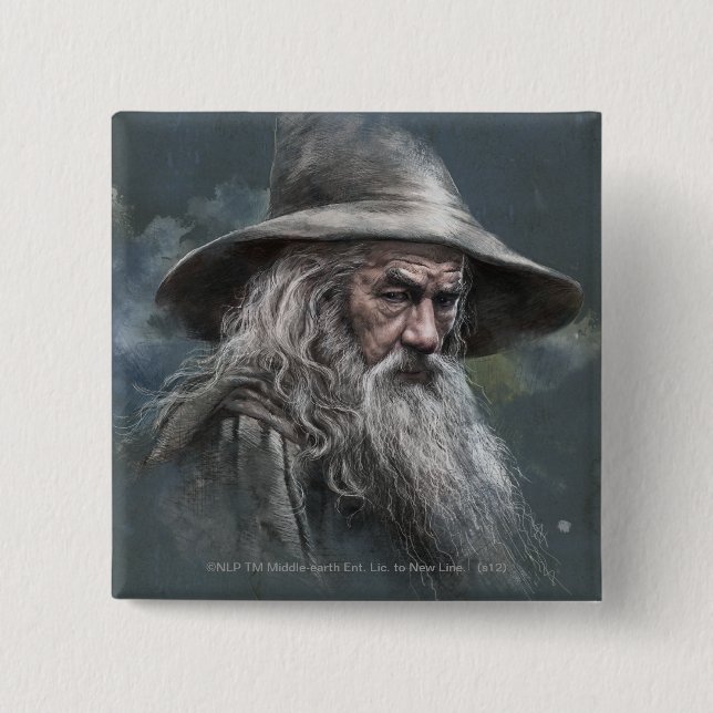 Chapa Cuadrada Ilustracion Gandalf (Anverso)