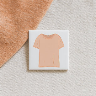 Chapa Cuadrada Ilustración minimalista de camiseta de melocotón
