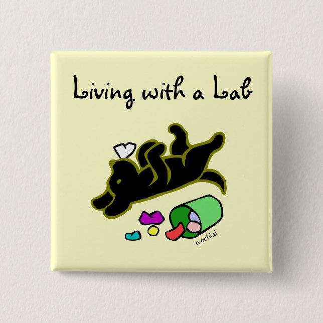 Chapa Cuadrada Ilustracion negro divertido del dibujo animado de (Anverso)