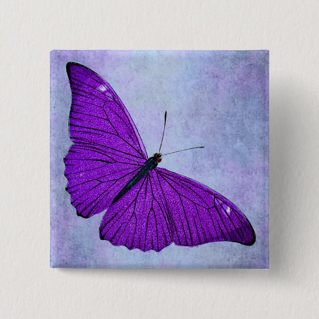 Chapa Cuadrada Ilustracion púrpura oscuro de la mariposa de los (Anverso)
