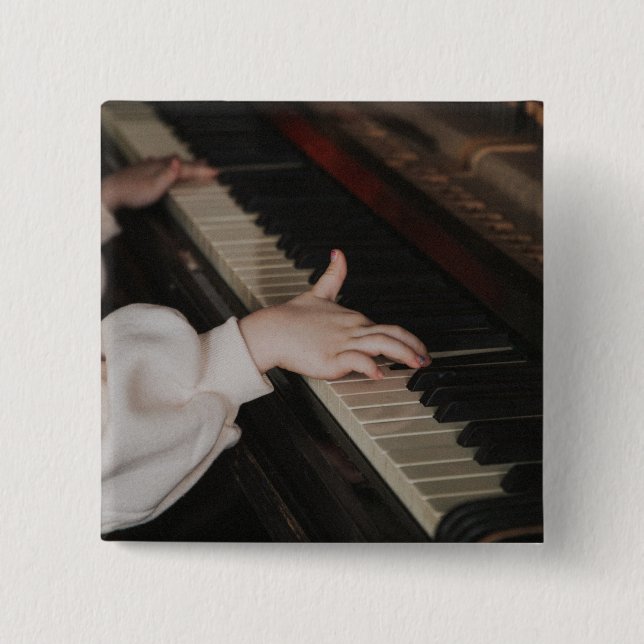 Chapa Cuadrada Ilustrante arte de piano (Anverso)