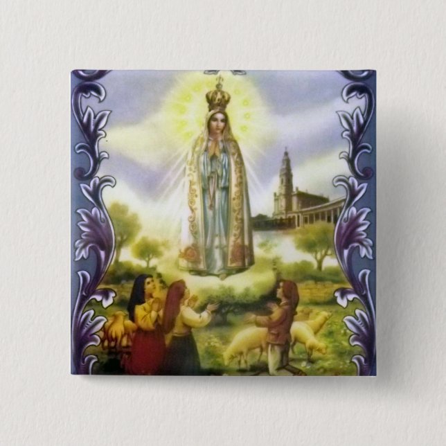 Chapa Cuadrada Imagen de la aparición Nuestra Señora de Fátima (Anverso)