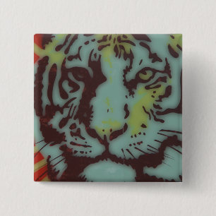 CHAPA CUADRADA IMAGEN INTRÉPIDA DE LA CARA DEL TIGRE