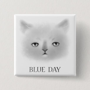 Chapa Cuadrada Imán azul del día del gato