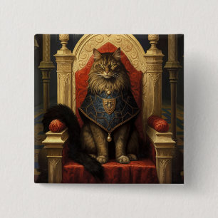 Chapa Cuadrada Impresión artística del trono de gato Maine Coon n