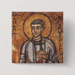 Chapa Cuadrada Impresión de arte en mosaico ortodoxo de San Loren