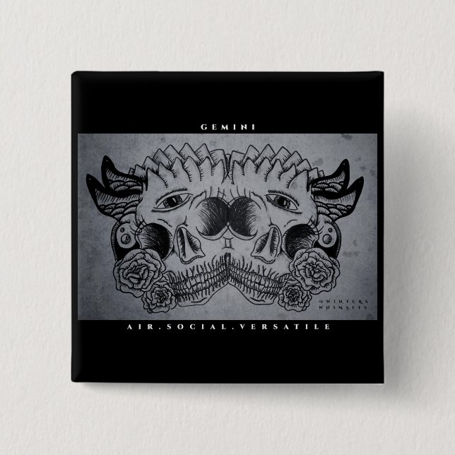 Chapa Cuadrada Impresión de Gemini (Anverso)