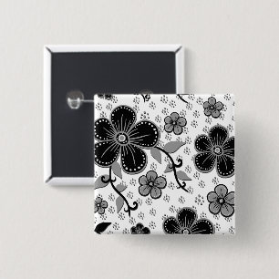 Chapa Cuadrada Impresión floral en blanco y negro