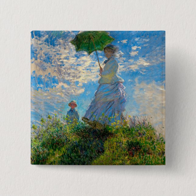 Chapa Cuadrada Impresionismo de Monet Woman Parasol (Anverso)
